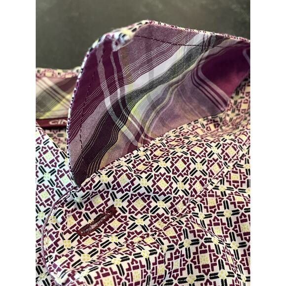 Cinch Men's purple Geo pattern long sleeve western shirt L 100% Cotton - Picture 6 of 7